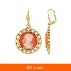 in stock Vintage Orange Jewelry With Matching Earrings, Cameo Earrings, Online Earrings, Retro Inspired, Silver Tone, Jewelry Earrings, Drop Earrings, Jewelry Watches, Free Shipping