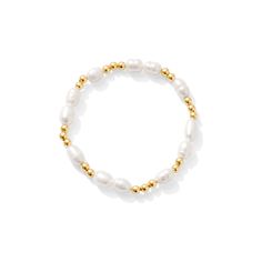 6.5 inch bracelet that stretches Made with freshwater pearls & 14k gold-filled beads Dainty Adjustable Pearl Stretch Bracelet, Dainty Pearl Stretch Bracelet With Round Beads, Stretch Bracelet With Pearl Charm And Round Beads, Adjustable Yellow Gold Pearl Bracelet With Round Beads, Dainty Pearl Jewelry With Spacer Beads, 14k Gold Filled Pearl Bracelet With Round Beads, Adjustable Pearl Bracelet With 14k Gold Filled Round Beads, Pearl Stretch Bracelet With Gold Beads, Adjustable Stretch Bracelet With Pearl Charm For Everyday