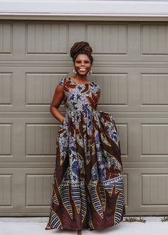 African Print Maxi Dress - Etsy African Maxi Dresses Rosewe, Kenyan Dress, African Print Maxi Dress, Nigerian Dress, Navy Blue Midi Dress, African Fashion Modern, African Fashion Women Clothing, African Wax Print, African Fashion Women