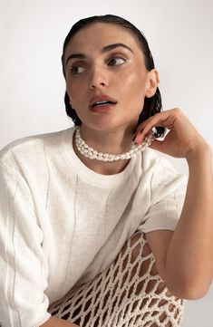 Instantly create an elegant layered look with this multistrand necklace featuring lustrous freshwater pearls. 13" length; 4" extender Pearl size: 6–7mm 14k-gold plate/freshwater pearl Imported Double Strand Pearl Drop Necklace, Multi-strand Pearl Necklace For Layering, Double Strand Pearl Necklace For Layering, Multi-strand Pearl Necklace For Gift, Pearl White Multi-strand Pearl Necklace, Multi-strand Pearl White Necklace With Pearl Pendant, Multi-strand Pearl Drop Necklace, Multi-strand Pearl Necklace With Pearl Charm, Pearl Lariat Necklace