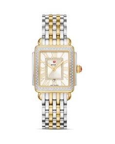 MICHELE Deco Madison Mid Watch, 29mm | Bloomingdale's Michele Watch, Gold Diamond Watches, Michele Watches, Roman Numeral, Gold Plated Bracelets, Two Tone Watch, Gold Case, Bezel Diamond, Diamond Watch