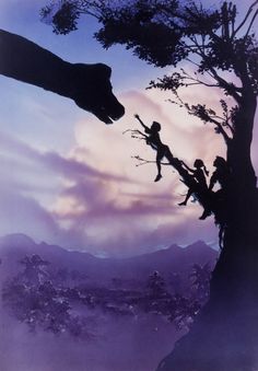 the jungle book cover with an image of two people climbing up a tree