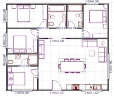 the floor plan for a two bedroom apartment with an attached kitchen and living room area