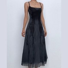 #acubi #goth #darkfairy #butterfly #mesh #maxidress Black Butterfly Dress, Black Dress Chiffon, Black Plain Dress, Fiji Islands, One Piece Clothing, Cami Maxi Dress, Contemporary Dresses, Dress Chiffon, Butterfly Dress