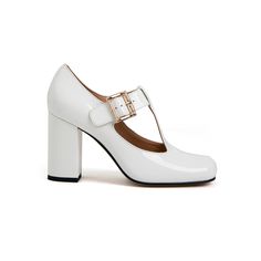 Hilary T-Strap Heeled Mary Jane Pump- Cream Cream Heels, T Strap Heels, Square Toe Heels, Leather Socks, Mary Jane Pumps, Mary Jane Heels, Conversion Chart, Jane Shoes, Shoe Size Conversion