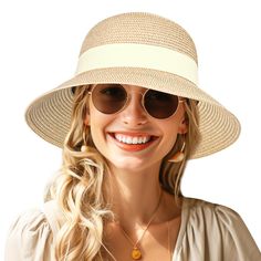 PRICES MAY VARY. 【One size fits most individuals】The brim width of the beach hat reaches 8cm (3.14 inches), with a head circumference of 22.4-23.6inches/ 57cm-60cm.Our floppy sun hats for women comes with an adjustable head circumference cord so you can easily adjust it for the most comfortable fit. 【Wide brim design for full sun protection】The brim of the summer hats for women is wide and slightly downward, which helps to better protect your skin. Our straw beach hat have a high sun protection Packable Short Brim Bucket Hat For Vacation, Packable Straw Bucket Hat For Beach Season, Packable Bucket Hat With Short Brim For Vacation, Packable Wide Brim Bucket Hat For Vacation, Lightweight Solid Color Sun Hat For Vacation, Packable Flat Brim Sun Hat For Vacation, Hats With Uv Protection For Beach Season, Packable Solid Sun Hat For Summer, Packable Straw Bucket Hat For Beach