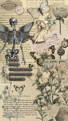 an altered collage with flowers, butterflies and other things to see on the page