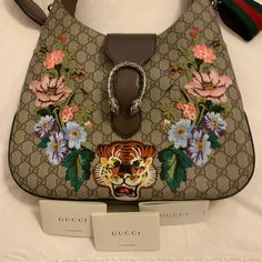 Gucci Patchwork Tiger And Gg Handbag- Can Be Worn Through The Arm Or Crossbody Never Used - Comes With Dust Bag, Cards, Box, And Original Shopping Bag! Designer Embroidered Top Handle Bag, Designer Gucci Shoulder Bag, Gucci Multicolor Bag For Everyday Use, Elegant Multicolor Gucci Bags, Gucci Multicolor Tote Bag, Gucci Multicolor Luxury Shoulder Bag, Designer Gucci Shoulder Bag With Detachable Handle, Multicolor Gucci Shoulder Bag, Everyday Multicolor Gucci Shoulder Bag