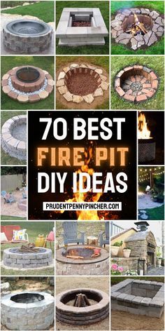 fire pit made out of cinder blocks with the words, 70 best fire pit diy ideas