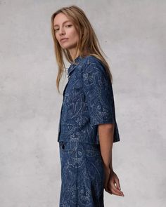 Lenna Denim Paisley Shirt - Indigo Paisley | rag & bone Paisley Shirt, Winter Essentials, Winter Dresses, Holiday Dresses, Rag & Bone, Medium Blue, Paisley Print, Short Sleeve Shirt, What To Wear