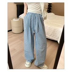 Summer High Waist Plaid Wide Leg Pants Fabric: Polyester Size: S, M, L, XL Multiple Color Selections: Pink, Blue, Black, Light Blue  Season: Spring, Fall, Summer Blue Cotton Wide-leg Jeans, Blue Baggy Harem Pants, Blue Baggy Harem Pants Casual, High Waist Baggy Light Blue Pants, Blue Baggy Harem Pants For Summer, Trendy Blue Cotton Wide Leg Pants, Casual Blue Wide Leg Harem Pants, Casual Blue Harem Pants For Summer, Summer Blue Baggy Wide Leg Pants