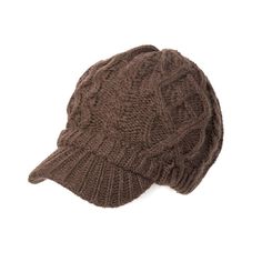 a brown knitted hat on a white background