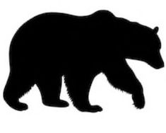 a black bear silhouetted against a white background