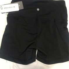 Black Yoga Shorts Functional Black Bottoms With Built-in Shorts, Sporty Black Bottoms With Built-in Shorts, Casual Black High Waist Athletic Shorts, High Waist Black Bottoms With Moisture-wicking, High Waist Black Moisture-wicking Bottoms, High Waist Moisture-wicking Black Bottoms, Black Fitted Athletic Shorts With Pockets, Black Sports Bottoms With Built-in Shorts, Functional High Waist Black Activewear