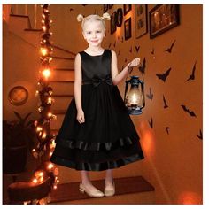 Flower Girl Dress Elegant Party Ball Gowns Vintage Pageant. Tea Length. Hidden Back Zipper. Machine Washable, Low Tumble Dry Elegant Design Girls Black Party Dress Puffy Skirt Shiny Ruffles. Bow Ties On Front And Back Waist. 100% Cotton Lined. Accompany Your Little Princess Well In Any Official Occasions, Perfect For Events, Party, Wedding, Dancing Ball, Performance, Photo Taking And Daily Life. Following Size Means Age Ranges For Girls, They Are For General Guidance Only. For Most Accurate Fit, Black Kids Dress, Ball Gowns Vintage, Kids White Dress, Pastel Floral Dress, Light Up Dresses, Wedding Dancing, Gold Party Dress, Gowns Vintage, Pleated Party Dress