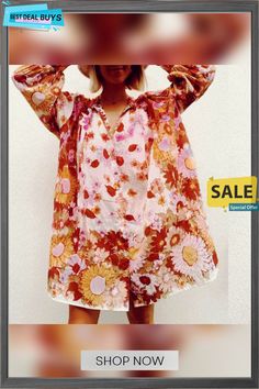 Floral Long Sleeve Shirt Chiffon Dress Flowy Button-up Summer Blouse, Spring Printed Button-up Dresses, Chiffon Long Sleeve Daywear Dress, Chiffon Long Sleeve Day Dresses, Long Sleeve Printed Summer Dress, Summer Daywear Shift Dresses, Summer Shift Dress For Daywear, Spring Printed Chiffon Blouse, Printed Long Sleeve Relaxed Fit Dress