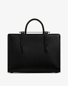 The Strathberry Tote - Black Work Handbag, Black Leather Tote Bag, Everyday Chic, Black Leather Handbags, Leather Tote Bag, Everyday Essentials, Leather Tote, Timeless Style, Gold Hardware