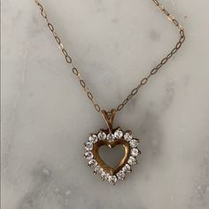 Diamond & Gold Heart-Shaped Necklace White Heart Pendant Necklace For Formal Occasions, White Open Heart Necklace For Formal Occasions, Heart Shape Necklace, Frame Necklace, Wish List Items, Heart Shaped Necklace, Heart Frame, Diamond Gold, Gold Heart