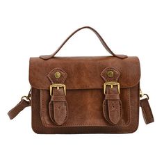 45655885971677 Retro Shoulder Bag With Hasp Closure For Daily Use, Brown Satchel Backpack With Mobile Phone Bag, Brown Satchel Shoulder Bag With Mobile Phone Pocket, Classic Brown Satchel With Mobile Phone Bag, Brown Top Handle School Bag, Brown Shoulder Bag With Detachable Strap For School, Brown Crossbody Shoulder Bag For School, Classic Solid Bags With Hasp Closure, Brown Rectangular Saddle Bag With Hasp Closure