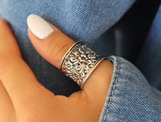 Silver Stacked Bracelets, Thick Silver Rings, Thumb Rings For Women, Thick Silver Ring, Mandala Ring, Big Diamond Engagement Rings, Sterling Silver Thumb Rings, Chunky Silver Rings, Thumb Rings Silver