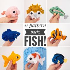 there are different types of fish made out of crochet