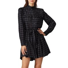 Rebecca Taylor La Vie Drapey Plaid Long Sleeve Belted Ruffle Dress In Black Combo. Tag Size Small (Us 2), Runs True To Size. Brand New Condition With No Flaws. Original Retail Price $325 Usd. Trend-Right Ruffles Highlight The Figure-Flaunting Silhouette Of This La Vie Rebecca Taylor Dress That's Clad In Plaid. A Ruffled Yoke And Tie Waist Add Shape And Volume To The Dark Grounded Plaid Of This Long Sleeve Dress. The Button-Up Silhouette Is Balanced By The Graphic Appeal Of The Print. Ruffles Hig Pleated Black Mini Dress For Fall, Black Long Sleeve Mini Dress With Ruffle Hem, Black Mini Dress For Daywear In Fall, Ruffle Long Sleeve Dress, Rebecca Taylor Dress, Long Sleeve Sheath Dress, Hourglass Silhouette, Long Sleeve Shift Dress, Ruffle Long Sleeve