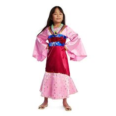 Mulan Costume Collection for Kids Mulan Halloween Costume, Mulan Halloween, Mulan Dress, Long Satin Skirt, Rapunzel Costume, Disney Princess Costumes, Disney Halloween Costumes, Halloween Costume Kids, Girls Ring