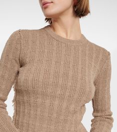 Acne Studios - Wool-blend sweater | Mytheresa Textured Knit Cropped Cotton Sweater For Fall, Fall Textured Knit Cropped Cotton Sweater, Fall Cotton Textured Knit Cropped Sweater, Wool Sweater Dress For Fall, Chic Cashmere Sweater With Pointelle Knit, Cozy Wool Tops For Spring, Merino Wool Knit Sweater For Work, Chic Wool Sweater With Pointelle Knit, Chic Wool Sweater For Layering