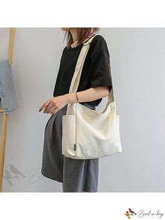 Bird in Bag - Womens Shoulder Bag Student Tote Bag with Simple Capacity Bird In Bag, Bag Bag, Square Bag, Polyester Material, Color White, Size Medium, Tote Bag, Shoulder Bag, Square