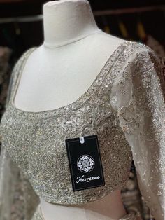 The Bespoke Ultimate Bling Collection UB-20 – Nazranaa Silver Colour Blouse Designs Latest, Stone Work Blouse, Sparkle Blouse, Netted Blouse Designs, Silver Blouse, Blouse Designs Pattern, Full Sleeve Blouse, Latest Blouse Designs Pattern, Indian Outfits Lehenga