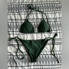 Green Bikini Set From Shein. Size L For Both. Never Used! Brand New Aesthetic Dark Green, Bikinis Aesthetic, Swim Suits, Dark Aesthetic, Forest Green, Womens Swim, Dark Green, Swimming, Brand New