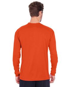 Men's 100% Poly Performance Long-Sleeve T-Shirt - BURNT ORANGE - S | C2 Sport Athletic Men's Adult Performance Long-Sleeve Top in Burnt Orange Size Small | Polyester Moisture-wicking Relaxed Fit Top For Fall, Basic Long Sleeve Plain Shirt, Basic Solid Shirt For Fall, Basic Long Sleeve T-shirt With Relaxed Fit, Moisture-wicking Relaxed Fit Tops, Casual Orange Plain Tops, Fall Moisture-wicking Relaxed Fit Top, Plain Long Sleeve Relaxed Fit Top, Solid Crew Neck Shirt With Moisture-wicking