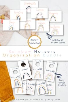 the rainbow nursery organization bundle includes cards and envelopes