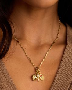 Our charms come with a hinge closure, allowing you to create (and re-create) your dream charm necklace or bracelet over and over. Create your own combination of small or statement charms  (we’re loving them spread across a chain necklace or bracelet) or play with proportions and style different size charms together.  Rose Coin Parker Charm in 18k Gold, Women's by gorjana Cluster Charm Necklace, Cute Pendant Necklace, Dainty Necklaces, Gold Charm Necklace, 14k Gold Necklace, Cute Charms, Coin Necklace, Dainty Necklace, Charm Jewelry