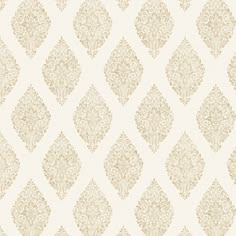 a white and beige wallpaper with an ornate design