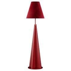 a red lamp with a red shade on it