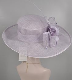 Church Kentucky Derby Hat Carriage Tea Party Wedding Wide Brim Sinamay Hat Lilac  | eBay Lavender Hat, Sinamay Hats, Elegant Wear, Tea Party Wedding, Silver Anklet, Elegant Hats, Kentucky Derby Hat, Derby Hat, Silver Anklets