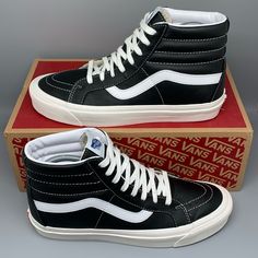 Thank You For Visiting Selling Monster1! Vans Sk8 Hi Shoes Men’s Sz 10 Style # 500714 Color: Black/White Condition: New *No Rips Or Tears *Original Insoles *Smoke Free Home *Photos Are Of The Actual Product. *Please Review Photos To Ensure You Know What You Are Purchasing. Check Vans.Com For Sizing Questions. *Packaged With Care *Ships In 1 Business Day *Buy With Confidence. *Always Accepting Reasonable Offers! *We List New Items Weekly! *Don’t Miss Out, Follow Us Now! *Reach Out To Us If You Ha Vans Leather Sneakers With Branded Insole, Vans Leather Sneakers With White Sole, Vans High-top Synthetic Sneakers, Vans Mid-top Leather Sneakers, Vans Leather High-top Sneakers With Vulcanized Sole, White Vans High-top Sneakers With Contrast Sole, Vans Leather Lace-up High-top Sneakers, Vans Leather Skate Shoes With Round Toe, Leather Vans Skate Shoes