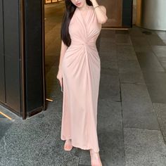 46466871099644|46466871132412 Pink Sleeveless Maxi Dress For Banquet, Sleeveless Pink Maxi Dress For Banquet, Summer Party V-neck Dress With Ruched Detail, Pink Sleeveless Dress For Banquet, Pink Sleeveless Dress For Summer Banquet, Feminine Pink Sleeveless Party Dress, Chic Pink Maxi Dress For Banquet, Pink V-neck Maxi Dress For Cocktail, Pink V-neck Evening Dress For Summer