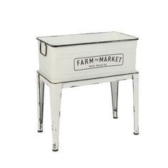 an old fashioned white farm market cooler