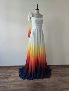 NEW Hand Painted Ombre Wedding Dress. Sunset Wedding Dress. - Etsy Wedding Dresses Ombre, Sunset Ombre Dress, Sunset Wedding Dress, Wedding Dress Colorful, Dip Dye Wedding Dress, Painted Skirt, Colorful Wedding Dress, Dye Wedding Dress, Ombre Bridesmaid Dresses