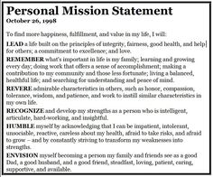 a black and white photo with the words personal mission statement written in bold font on it