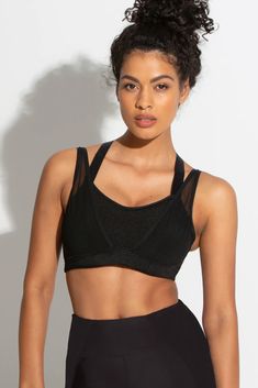 Energy Infinite Double Strap Lightly Padded Convertible Sports Bra | Black | Pour Moi Strappy Nylon Sports Bra For Gym, Mesh Sports Bra With Built-in Padding For Yoga, Mesh Sports Bra With Built-in Padding For Gym, Black Sporty Activewear With Adjustable Straps, Mesh Sports Bra With Built-in Padding For Workout, Padded Nylon Activewear For Gym, Nylon Athleisure Activewear With Adjustable Straps, Breathable Mesh Nylon Activewear, Padded Stretch Sporty Activewear