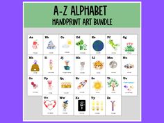 Alphabet Handprint art for kids Handprint Alphabet Book Template offers 26 cute designs perfect for preschoolers, toddlers, and babies to make as gifts or for keepsakes. What's Included: 1 file- 1 pdf page with a link to access your handprint templates. 52 pages total. How to Use: 1. Download: Once your purchase is confirmed, download the file directly to your computer. 2. Print: Print at home or at a local print shop like Costco, Walgreens, or Staples. 3. Create: Follow the easy instructions in Handprint Alphabet Book, Alphabet Handprint Art, Handprint Alphabet, Abc Crafts, Craft For Preschool, Preschool Alphabet, Art Alphabet, Footprint Art, Handprint Craft