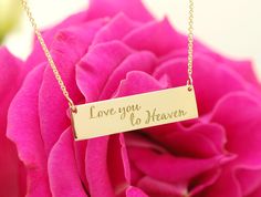 A beautiful custom piece of jewelry with a very personal touch to it - what can be better? Let's make a signature necklace tracing yours or your loved ones handwriting - it's elegant and unique. We can use a signature, a name or any word that you would like to be captured. This is a solid gold nameplate that comes in two sizes: 1.25 in wide and 0.33 in tall (longer chains are available at the drop down menu) 1.5 in wide and 0.4 in tall (longer chains are available at the drop down menu) Add birt Luxury Engraved Custom Necklace For Wedding, Luxury Engraved Jewelry For Mother's Day, Luxury Personalized Necklace For Anniversary, Custom Engraved Nameplate Necklace For Wedding, Luxury Necklaces For Gifts, Luxury Engraved Necklaces For Valentine's Day, Luxury Engraved Necklace For Valentine's Day, Luxury Engraved Necklaces For Gifts, Valentine's Day Custom Engraved Nameplate Necklace