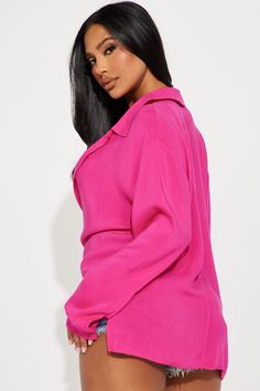 Available In Blue, Beige, And Fuchsia. Shirt Long Sleeve Button Down Collar 100% Rayon Imported | Vivien Shirt in Fuchsia size Small by Fashion Nova Shirt Long Sleeve, Button Down Collar, Shirts Blouses, Fashion Nova, Shirt Blouses, Long Sleeve Shirts, Blouses, Size Medium, Collar