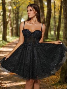 Our homecoming dresses are expertly tailored by skilled artisans to make you feel truly unique. You'll have the luxury of selecting from a stunning array of over 30 captivating colors. We offer sizes ranging from regular sizes 0 to 16 and plus sizes 14W to 26W, ensuring the ideal fit for every body type. For the utmost precision, we also provide custom sizing options. Product Details:Length:Short/Mini;Silhouette:A-line/Princess;Neckline:Spaghetti Straps;Fabric:Tulle;Straps Sleeves:Sleeveless;Bac Tulle Corset, Tulle Straps, A Line Shorts, Black Tulle, Dress 2024, Short Mini Dress, Tulle Fabric, Homecoming Dress, Corset Dress