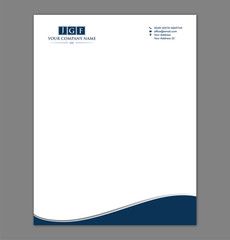 a letterhead and business card with an image of waves on the front, in blue and white