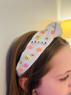 Custom name headband, fabric, beads, and name can be customized Mini Footballs, Barrette Clip, Barrettes, Hair Bows, Hair Accessories, Bathing Beauties, Etsy Accessories, Band, Accessory Gift