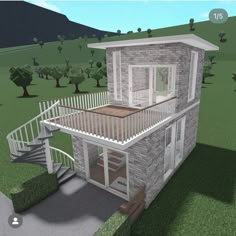 Bloxburg House Loft Ideas, Tiny Two Story House Bloxburg, Small 2 Floor Bloxburg House, Roblox Tiny House Ideas, Bloxburg Guest House Layout, House Layouts Bloxburg 3 Story, Bloxburg Small Hotel Ideas, Bloxburg Hotel Layout Cheap, Small Bloxburg House Ideas 2 Story